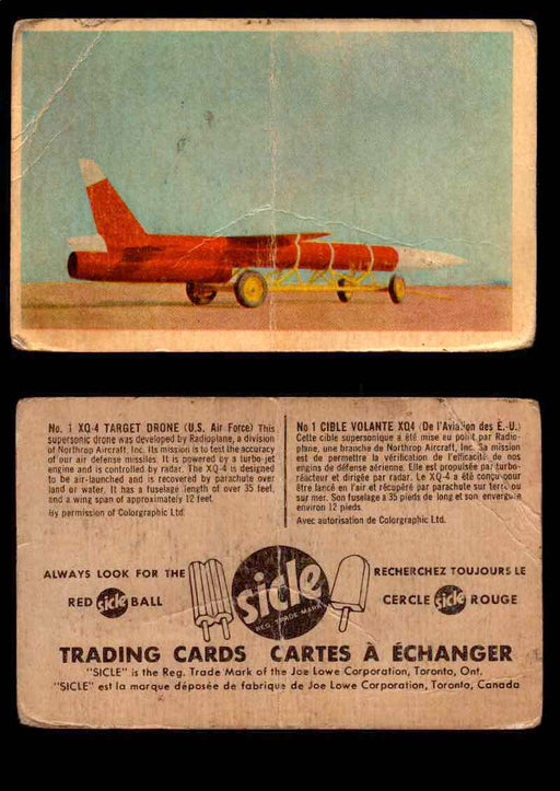 1959 Sicle Aircraft & Missile Canadian Vintage Trading Card U Pick Singles #1-25 #1 XQ-4 Target Drone  - TvMovieCards.com