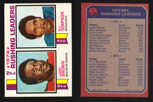 1973 Topps Football Trading Card You Pick Singles #1-#528 G/VG/EX #	1	Rushing Leaders (Simpson/Brown) LL  - TvMovieCards.com