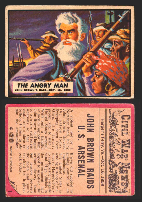 Civil War News Vintage Trading Cards A&BC Gum You Pick Singles #1-88 1965 1   The Angry Man  - TvMovieCards.com