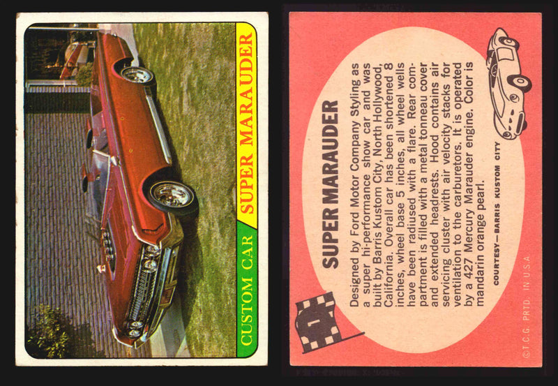 Hot Rods Topps 1968 George Barris Vintage Trading Cards #1-66 You Pick Singles #1 Super Marauder  - TvMovieCards.com
