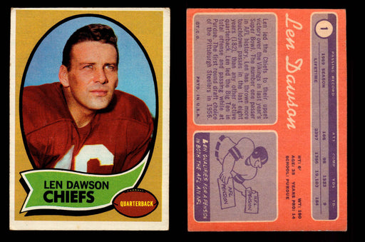 1970 Topps Football Trading Card You Pick Singles #1-#263 G/VG/EX #	1	Len Dawson (HOF)  - TvMovieCards.com