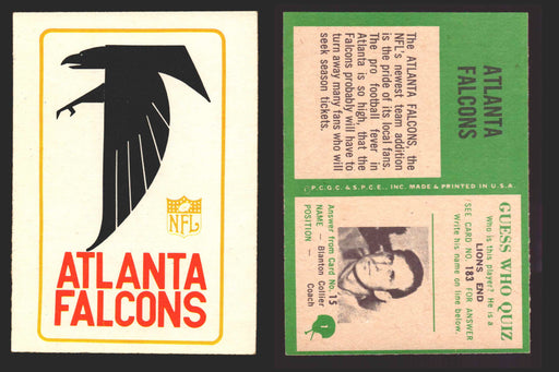 1966 Philadelphia Football NFL Trading Card You Pick Singles #1-#99 VG/EX 1 Falcons Logo  - TvMovieCards.com