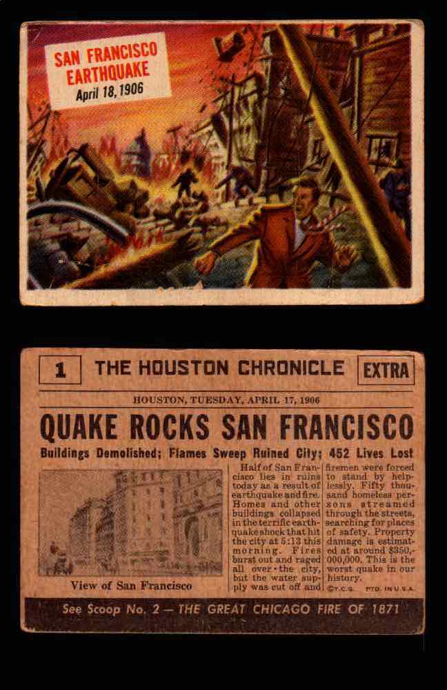 1954 Scoop Newspaper Series 1 Topps Vintage Trading Cards You Pick Singles #1-78 1   San Francisco Earthquake  - TvMovieCards.com