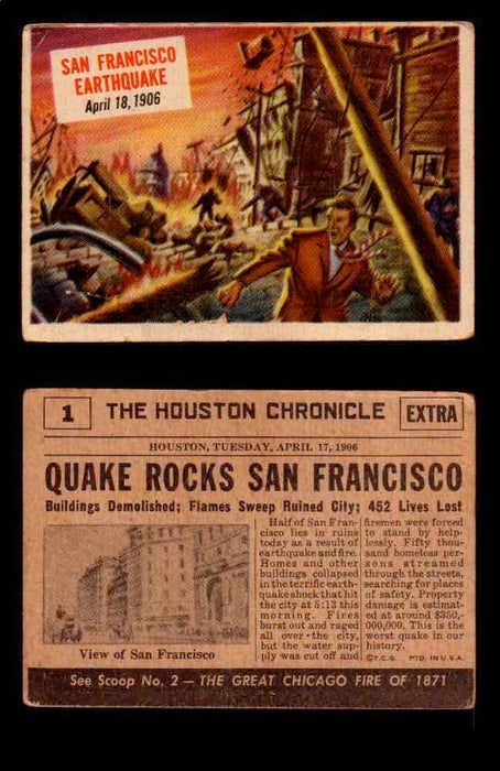 1954 Scoop Newspaper Series 1 Topps Vintage Trading Cards You Pick Singles #1-78 1   San Francisco Earthquake  - TvMovieCards.com