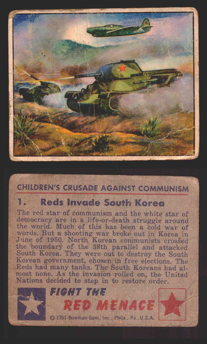 1951 Red Menace Vintage Trading Cards #1-48 You Pick Singles Bowman Gum 1   Reds Invade South Korea  - TvMovieCards.com