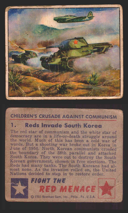 1951 Red Menace Vintage Trading Cards #1-48 You Pick Singles Bowman Gum 1   Reds Invade South Korea  - TvMovieCards.com