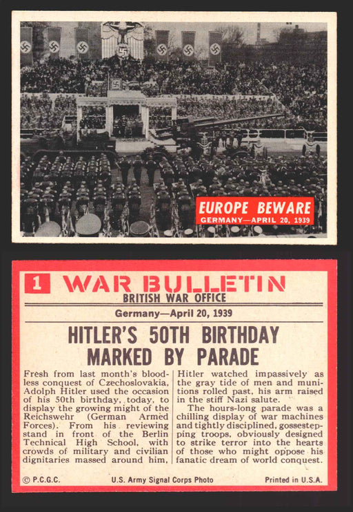1965 War Bulletin Philadelphia Gum Vintage Trading Cards You Pick Singles #1-88 1   Europe Beware  - TvMovieCards.com