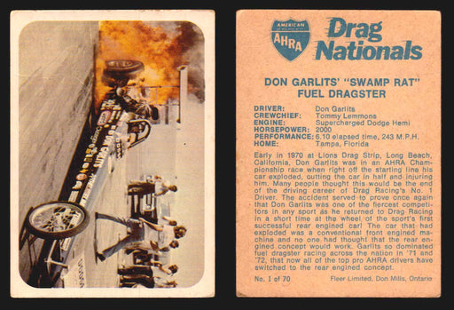 AHRA Drag Nationals 1971 Fleer Canada Trading Cards You Pick Singles #1-70 1 of 70   Don Garlits' "Swamp Rat"        Fuel Dragster  - TvMovieCards.com