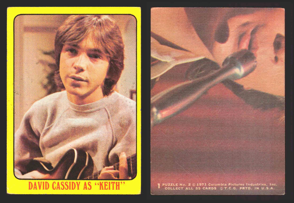 1971 The Partridge Family Series 1 Yellow You Pick Single Cards #1-55 Topps USA 1   David Cassidy as "Keith” (Creased)  - TvMovieCards.com