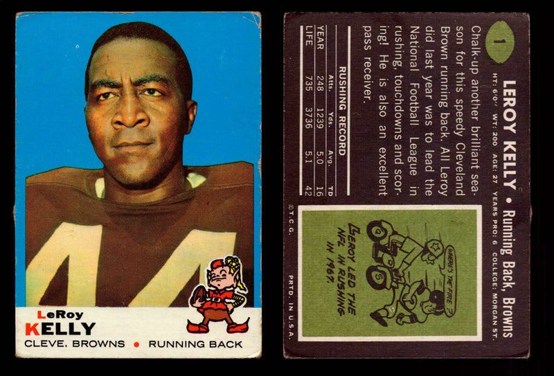 1969 Topps Football Trading Card You Pick Singles #1-#263 G/VG/EX #	1	Leroy Kelly (HOF)  - TvMovieCards.com