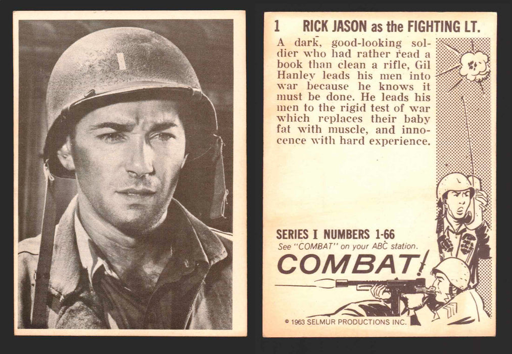 1963 Combat Series I Donruss Selmur Vintage Card You Pick Singles #1-66 1   Rick Jason as the Fighting Lt.  - TvMovieCards.com