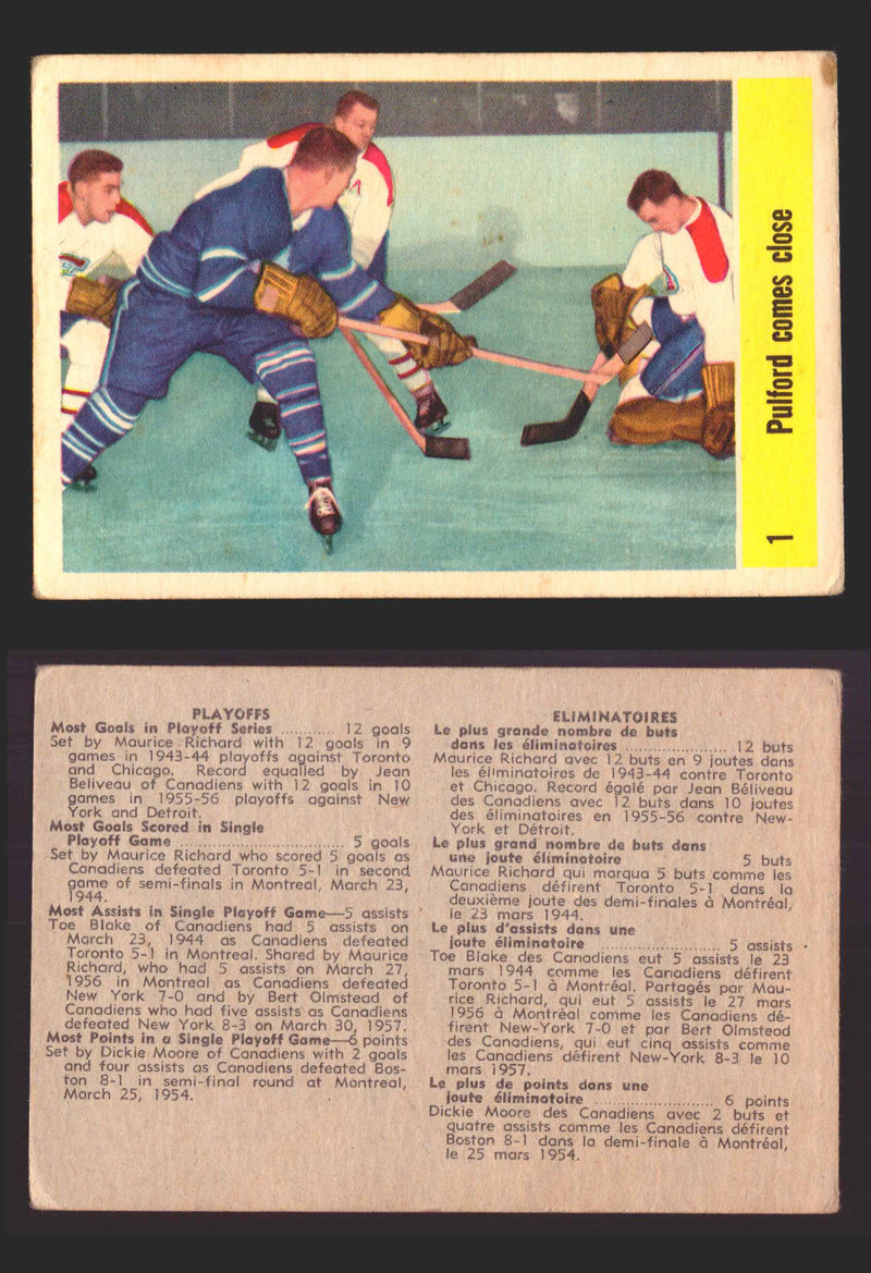1958-1959 Parkhurst Hockey NHL Trading Card You Pick Single Cards #1 - 50 F/VG # 1 Bob Pulford - Pulford Comes Close  - TvMovieCards.com