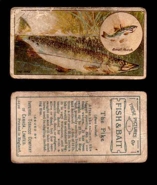1910 Fish and Bait Imperial Tobacco Vintage Trading Cards You Pick Singles #1-50 #1 The Pike  - TvMovieCards.com