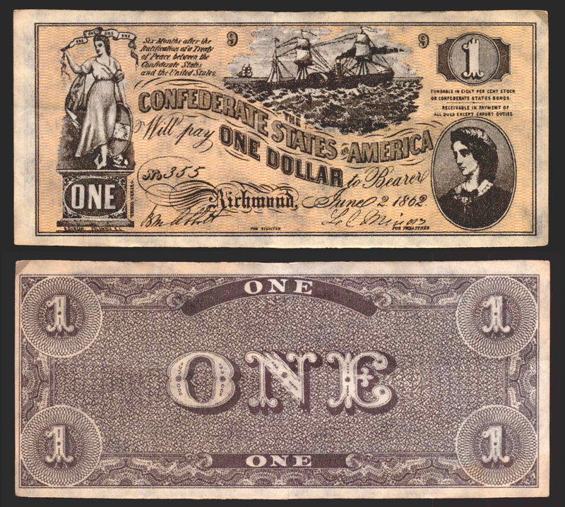 1962 Civil War News A&BC Trading Card You Pick Single Currency $1000 $500 One Dollar (Richmond June 2   1862   No. 355)  - TvMovieCards.com
