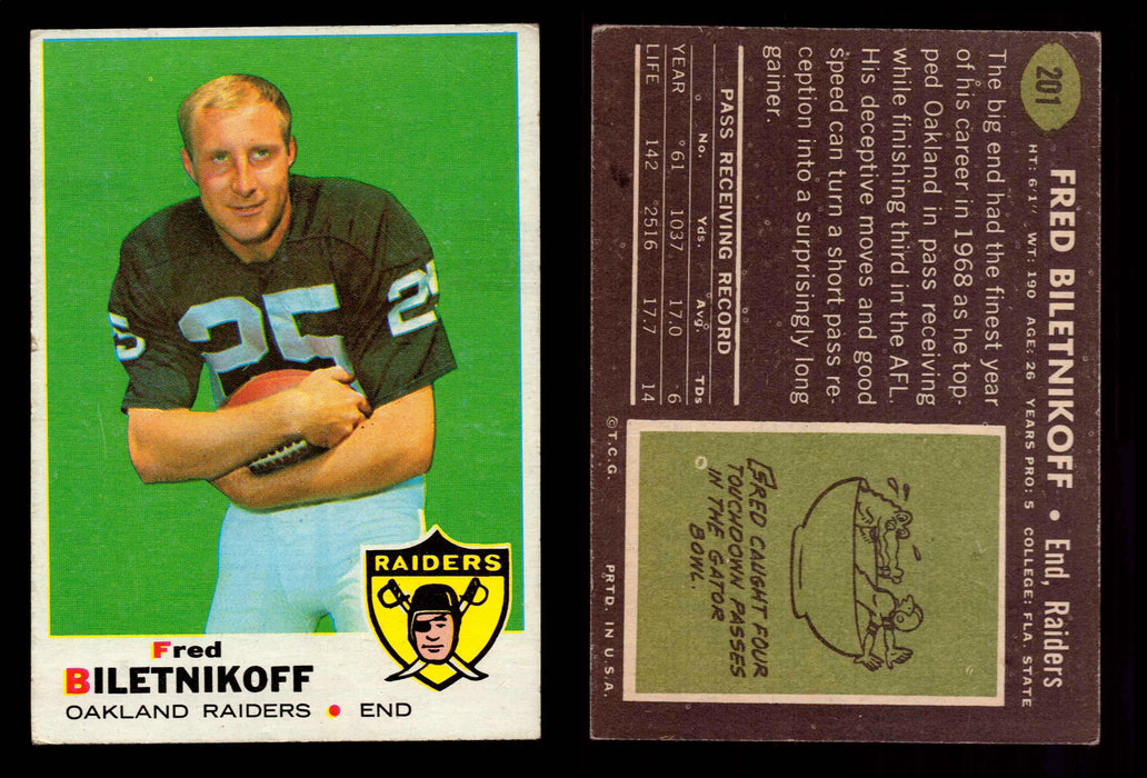 1969 Topps Football Trading Card You Pick Singles #1-#263 G/VG/EX #	201	Fred Biletnikoff (HOF)  - TvMovieCards.com