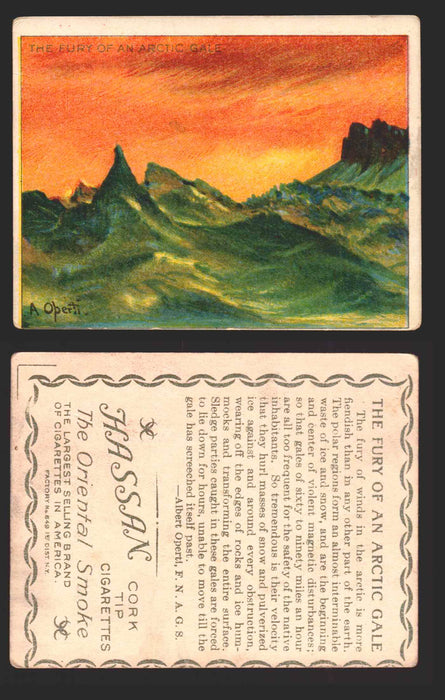 1910 T30 Hassan Tobacco Cigarettes Artic Scenes Vintage Trading Cards Singles #20 The Fury of an Arctic Gale  - TvMovieCards.com