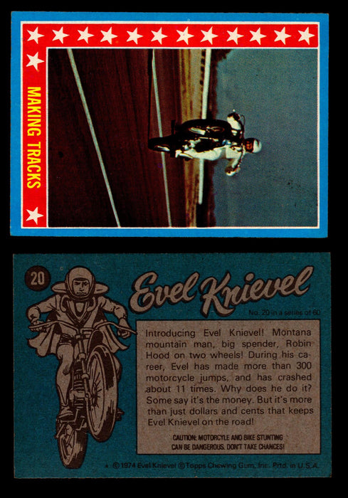 Evel Knievel Topps 1974 Vintage Trading Cards You Pick Singles #1-60 #20  - TvMovieCards.com