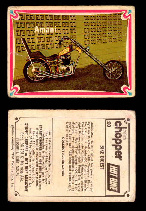1972 Street Choppers & Hot Bikes Vintage Trading Card You Pick Singles #1-66 #20   Amani  - TvMovieCards.com