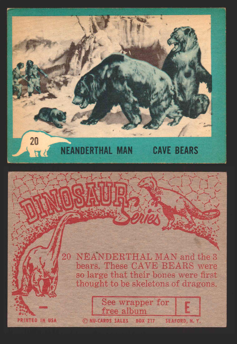 1961 Dinosaur Series Vintage Trading Card You Pick Singles #1-80 Nu Card 20	Neanderthal Man / Cave Bears  - TvMovieCards.com