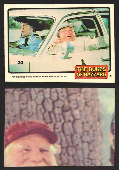 1981 Dukes of Hazzard Sticker Trading Cards You Pick Singles #1-#66 Donruss 20   Sheriff Roscoe & Boss Hog in a car  - TvMovieCards.com