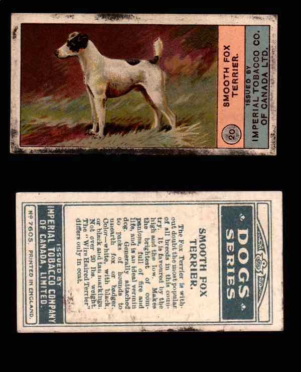 1924 Dogs Series Imperial Tobacco Vintage Trading Cards U Pick Singles #1-24 #20 Smooth Fox Terrier  - TvMovieCards.com