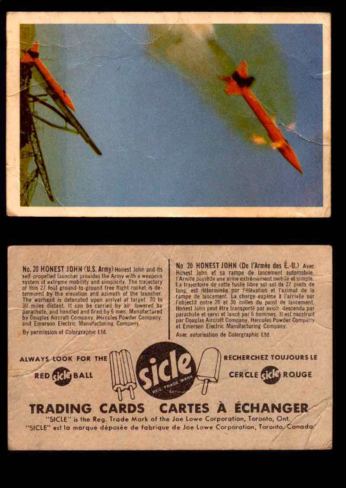 1959 Sicle Aircraft & Missile Canadian Vintage Trading Card U Pick Singles #1-25 #20 Honest John  - TvMovieCards.com