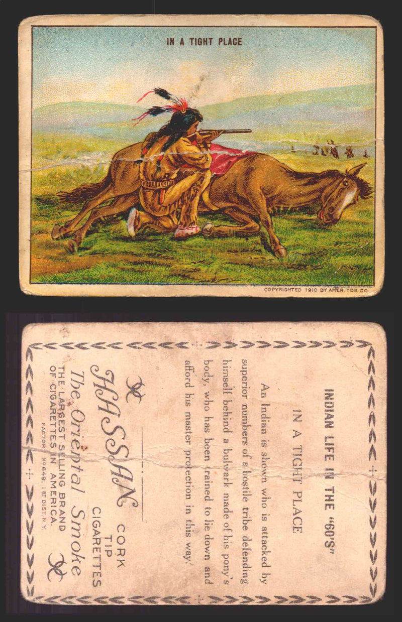 1910 T73 Hassan Cigarettes Indian Life In The 60's Tobacco Trading Cards Singles #20 In a Tight Place  - TvMovieCards.com