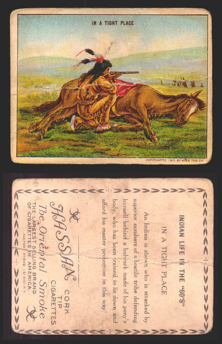 1910 T73 Hassan Cigarettes Indian Life In The 60's Tobacco Trading Cards Singles #20 In a Tight Place  - TvMovieCards.com