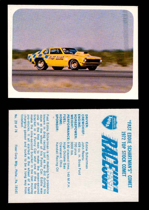 Race USA AHRA Drag Champs 1973 Fleer Vintage Trading Cards You Pick Singles 20 of 74   "Fast Eddie Schartman's" Comet  - TvMovieCards.com