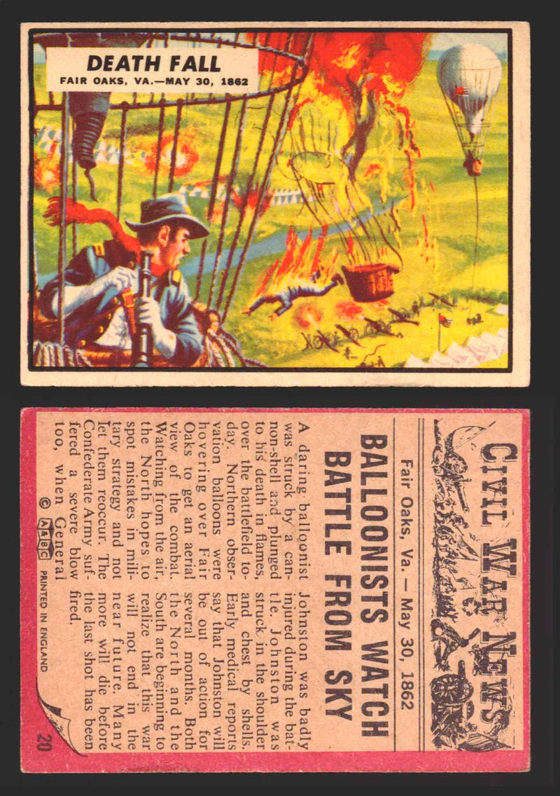 Civil War News Vintage Trading Cards A&BC Gum You Pick Singles #1-88 1965 20   Death Fall  - TvMovieCards.com