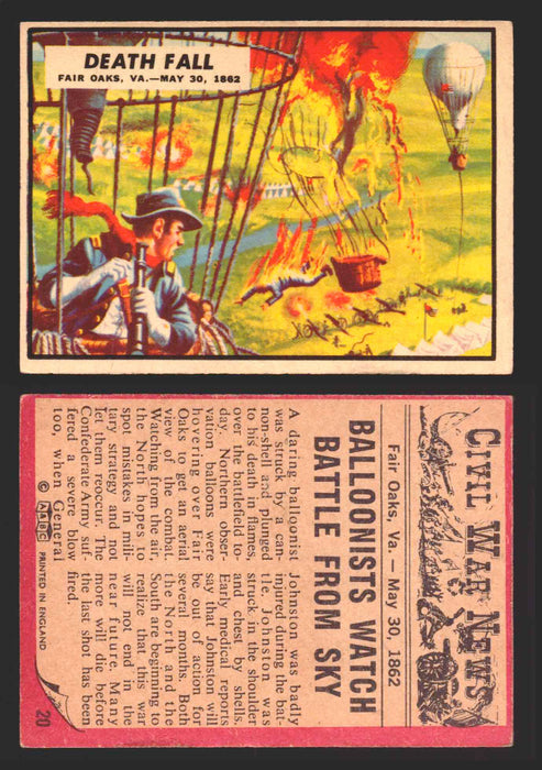 Civil War News Vintage Trading Cards A&BC Gum You Pick Singles #1-88 1965 20   Death Fall  - TvMovieCards.com