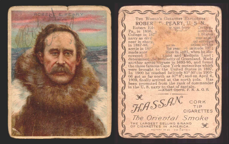 1910 T118 Hassan Cigarettes World's Greatest Explorers Trading Cards Singles #20 Robert E. Peary USN  - TvMovieCards.com