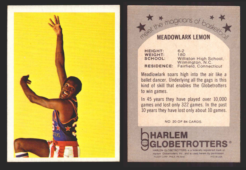 1971 Harlem Globetrotters Fleer Vintage Trading Card You Pick Singles #1-84 20 of 84   Meadowlark Lemon  - TvMovieCards.com