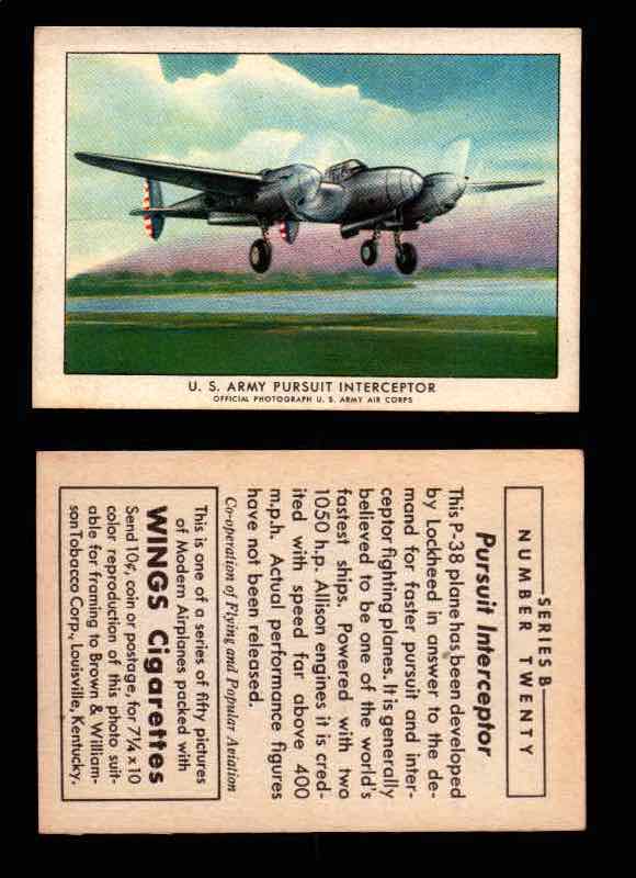 1941 Modern American Airplanes Series B Vintage Trading Cards Pick Singles #1-50 20	 	U.S. Army Pursuit Interceptor  - TvMovieCards.com