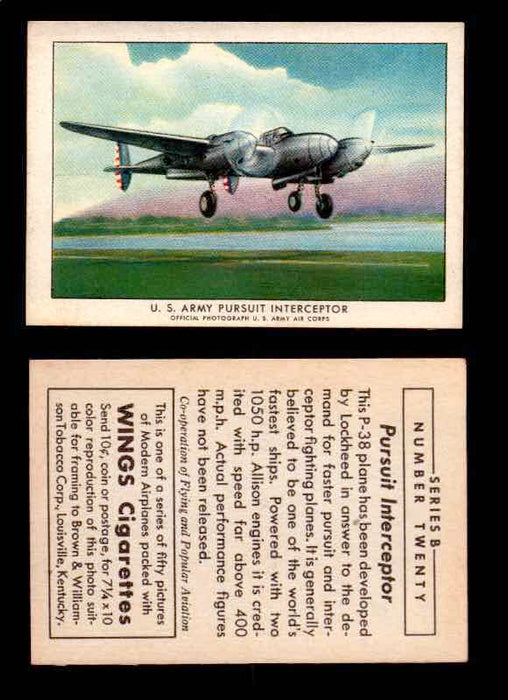 1941 Modern American Airplanes Series B Vintage Trading Cards Pick Singles #1-50 20	 	U.S. Army Pursuit Interceptor  - TvMovieCards.com