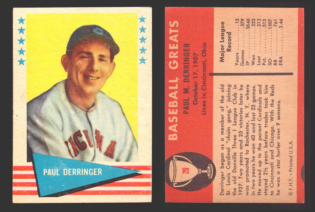 1961 Fleer Baseball Greats Trading Card You Pick Singles #1-#154 VG/EX 20 Paul Derringer  - TvMovieCards.com
