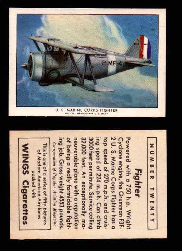 1940 Modern American Airplanes Series 1 Vintage Trading Cards Pick Singles #1-50 20 U.S. Navy Fighter (Grumman F3F-2)  - TvMovieCards.com