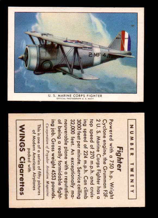 1940 Modern American Airplanes Series 1 Vintage Trading Cards Pick Singles #1-50 20 U.S. Navy Fighter (Grumman F3F-2)  - TvMovieCards.com
