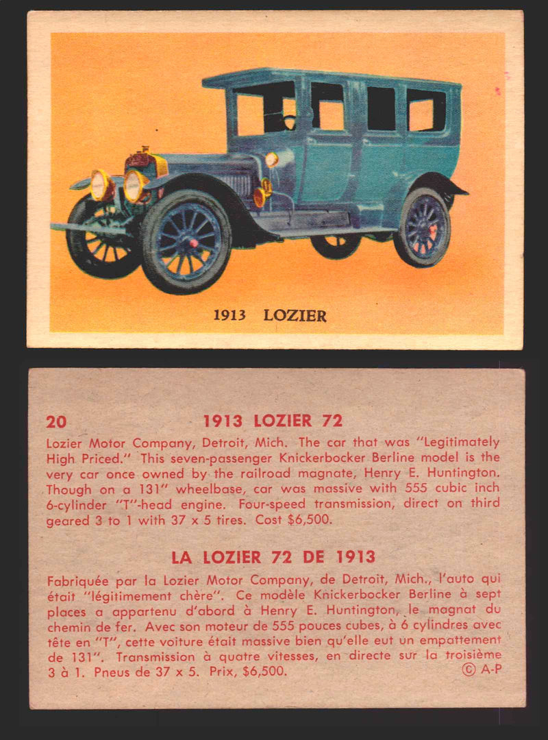 1959 Parkhurst Old Time Cars Vintage Trading Card You Pick Singles #1-64 V339-16 20	1913 Lozier  - TvMovieCards.com