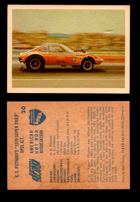 AHRA Official Drag Champs 1971 Fleer Canada Trading Cards You Pick Singles #1-63 20   K. S. Pittman's "1970 Super Tiger"               Open G.T.  - TvMovieCards.com