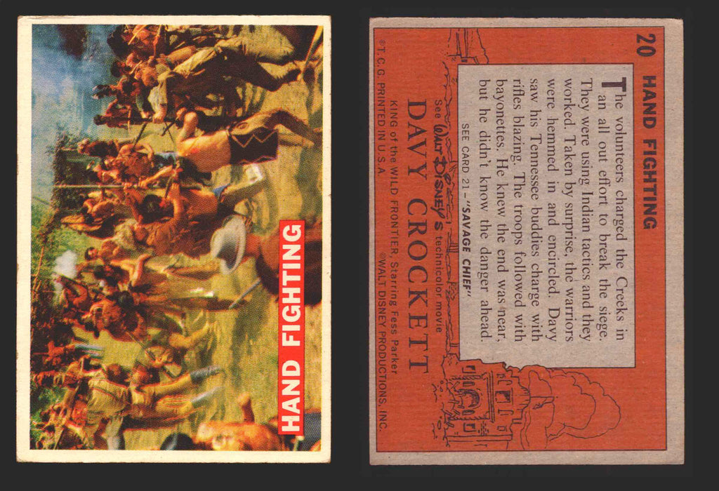 Davy Crockett Series 1 1956 Walt Disney Topps Vintage Trading Cards You Pick Sin 20   Hand Fighting  - TvMovieCards.com