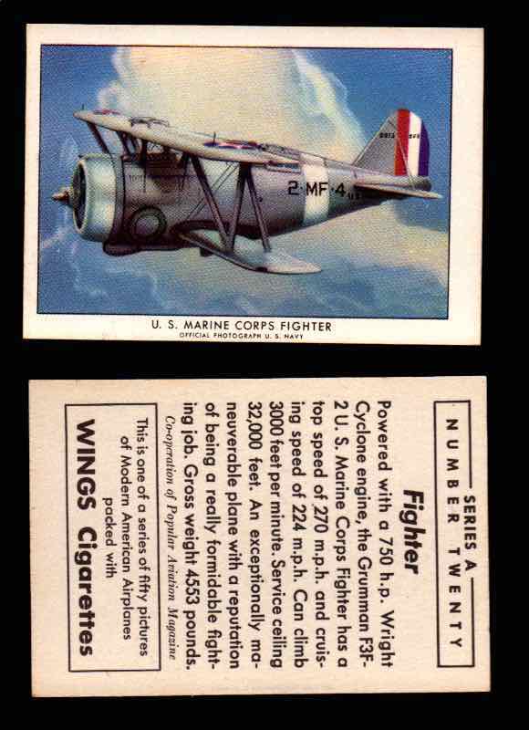 1940 Modern American Airplanes Series A Vintage Trading Cards Pick Singles #1-50 20 U.S. Navy Fighter (Grumman F3F-2)  - TvMovieCards.com