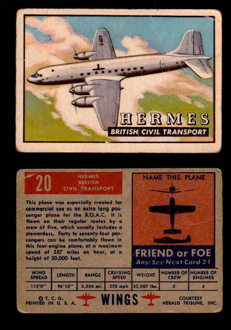 1952 Wings Topps TCG Vintage Trading Cards You Pick Singles #1-100 #20  - TvMovieCards.com