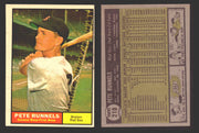 1961 Topps Baseball Trading Card You Pick Singles #200-#299 VG/EX #	210 Pete Runnels - Boston Red Sox  - TvMovieCards.com