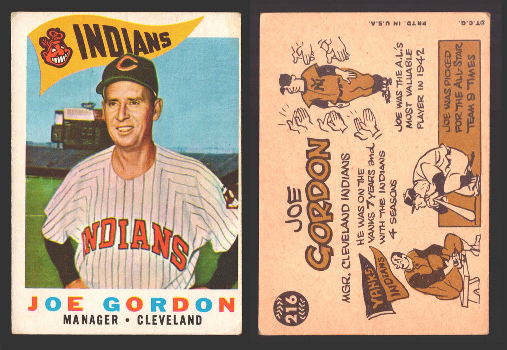 1960 Topps Baseball Trading Card You Pick Singles #1-#250 VG/EX 216 - Joe Gordon MG  - TvMovieCards.com
