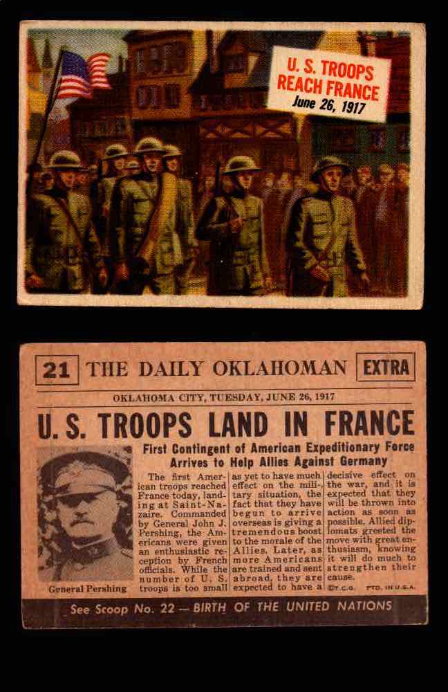 1954 Scoop Newspaper Series 1 Topps Vintage Trading Cards You Pick Singles #1-78 21   Us Troops Reach France  - TvMovieCards.com