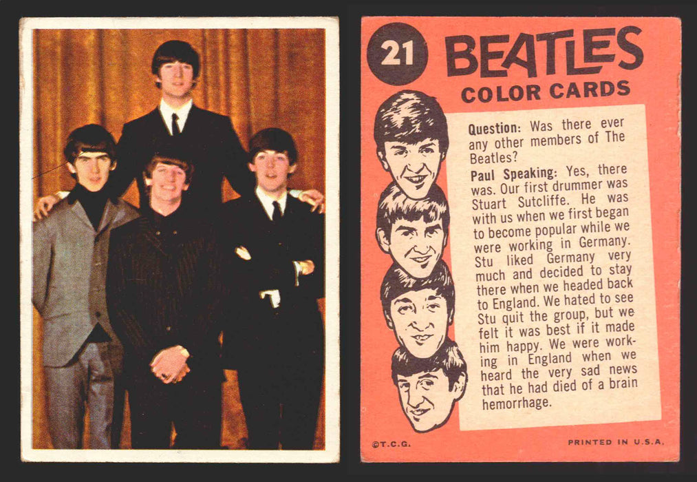 Beatles Color Topps 1964 Vintage Trading Cards You Pick Singles #1-#64 #	21  - TvMovieCards.com