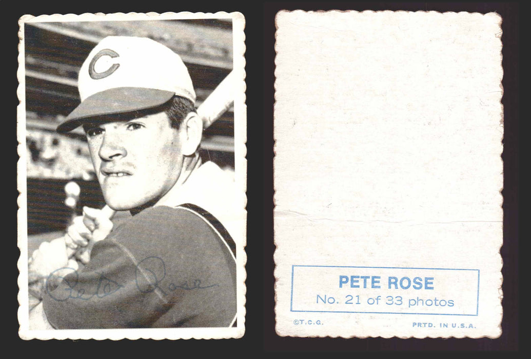 1969 Topps Baseball Deckle Edge Trading Card You Pick Singles #1-#33 VG/EX 21 Pete Rose - Cincinnati Reds  - TvMovieCards.com