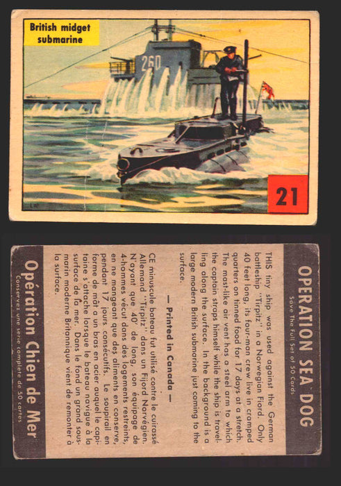 1954 Parkhurst Operation Sea Dogs You Pick Single Trading Cards #1-50 V339-9 21 British Midget Submarine  - TvMovieCards.com