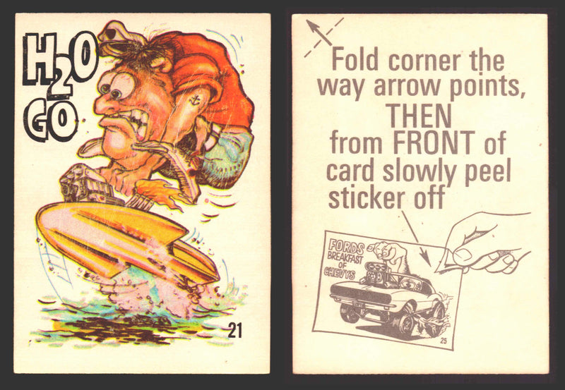 1969 Odd Rods Vintage Sticker Trading Cards #1-#44 You Pick Singles Donruss #	21	H2O Go  - TvMovieCards.com